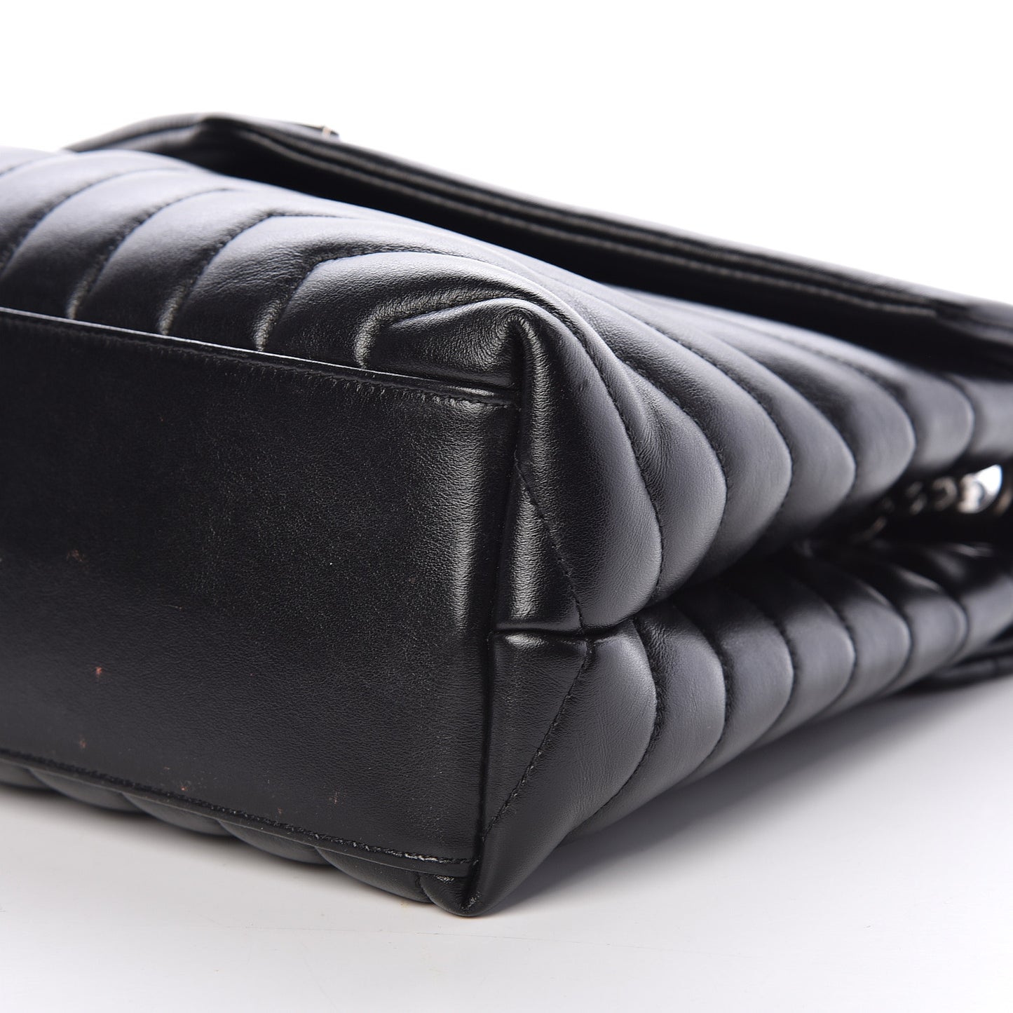 Calfskin Y Quilted Monogram Medium Loulou Chain Satchel Black