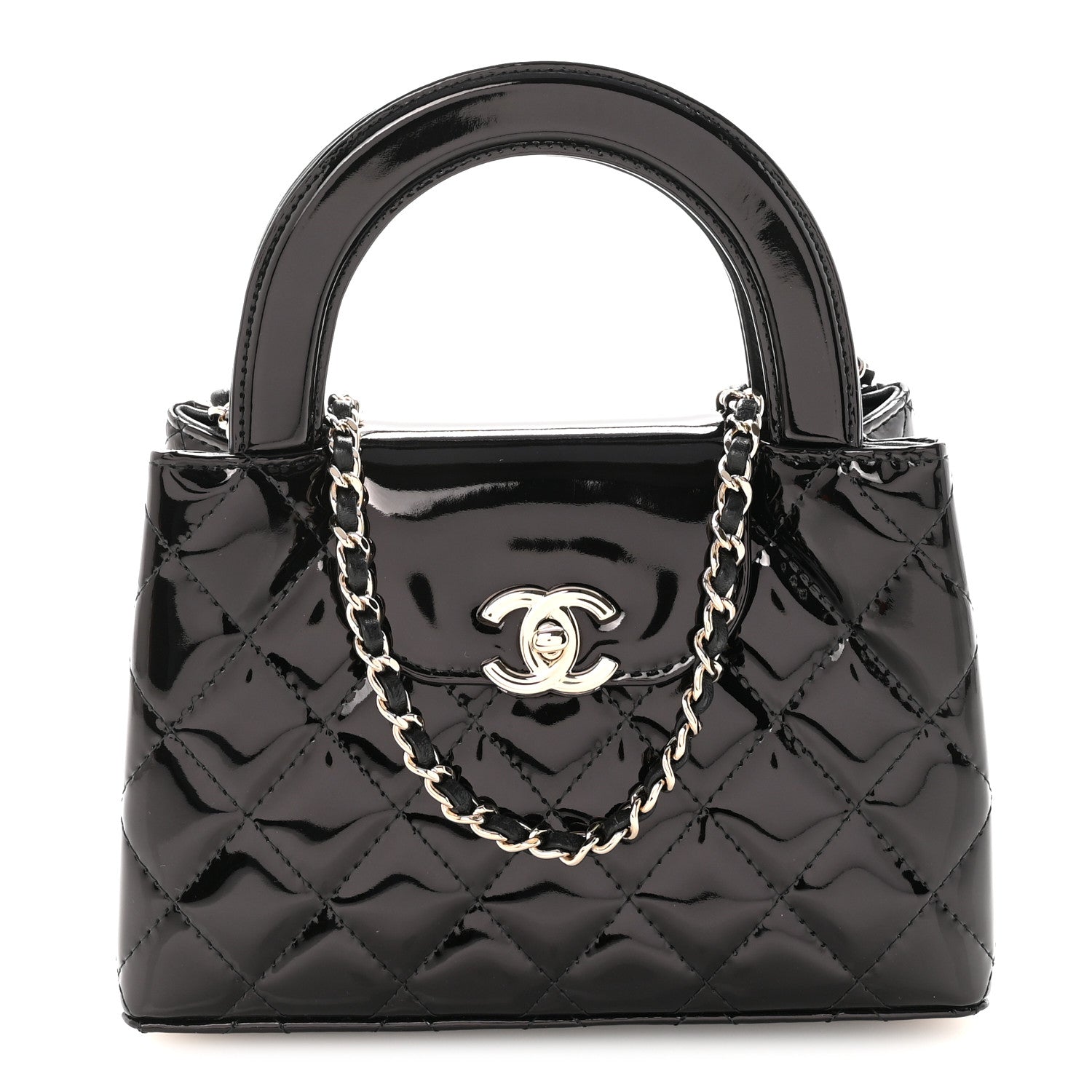 Chanel Patent Calfskin Quilted Nano Kelly Shopper Black 1 of 11