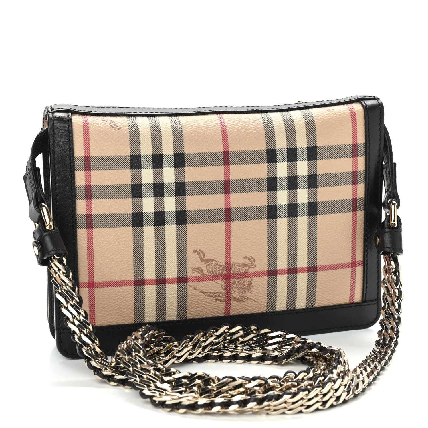 Burberry Haymarket Check Stitched Chain Crossbody Bag Black 3 of 10