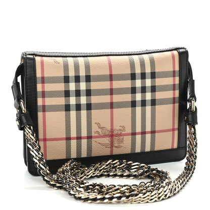 Burberry Haymarket Check Stitched Chain Crossbody Bag Black 3 of 10