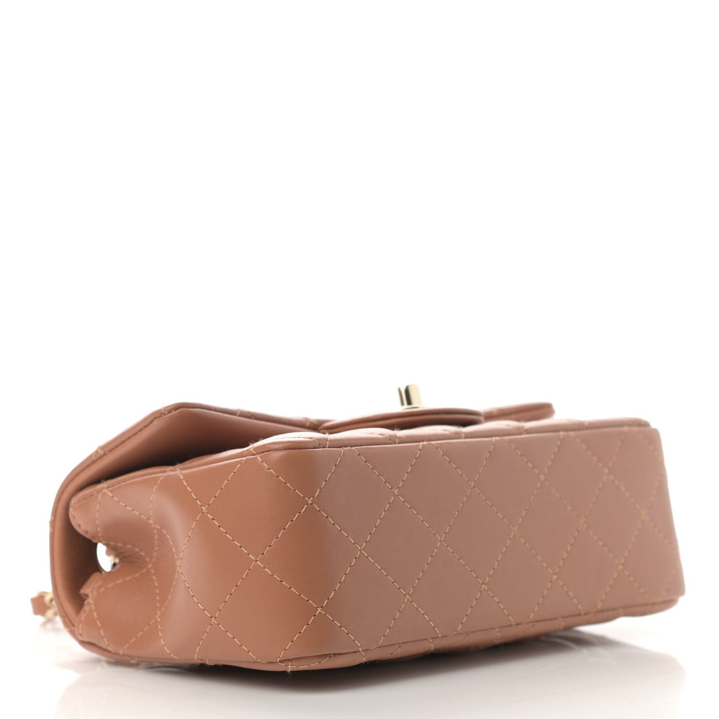 Lambskin Quilted Mini Rectangular Flap Brown