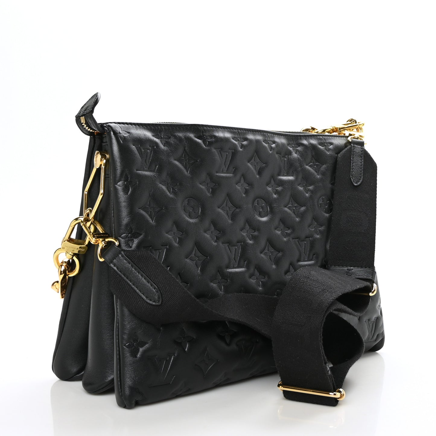 Lambskin Embossed Monogram Coussin MM Black