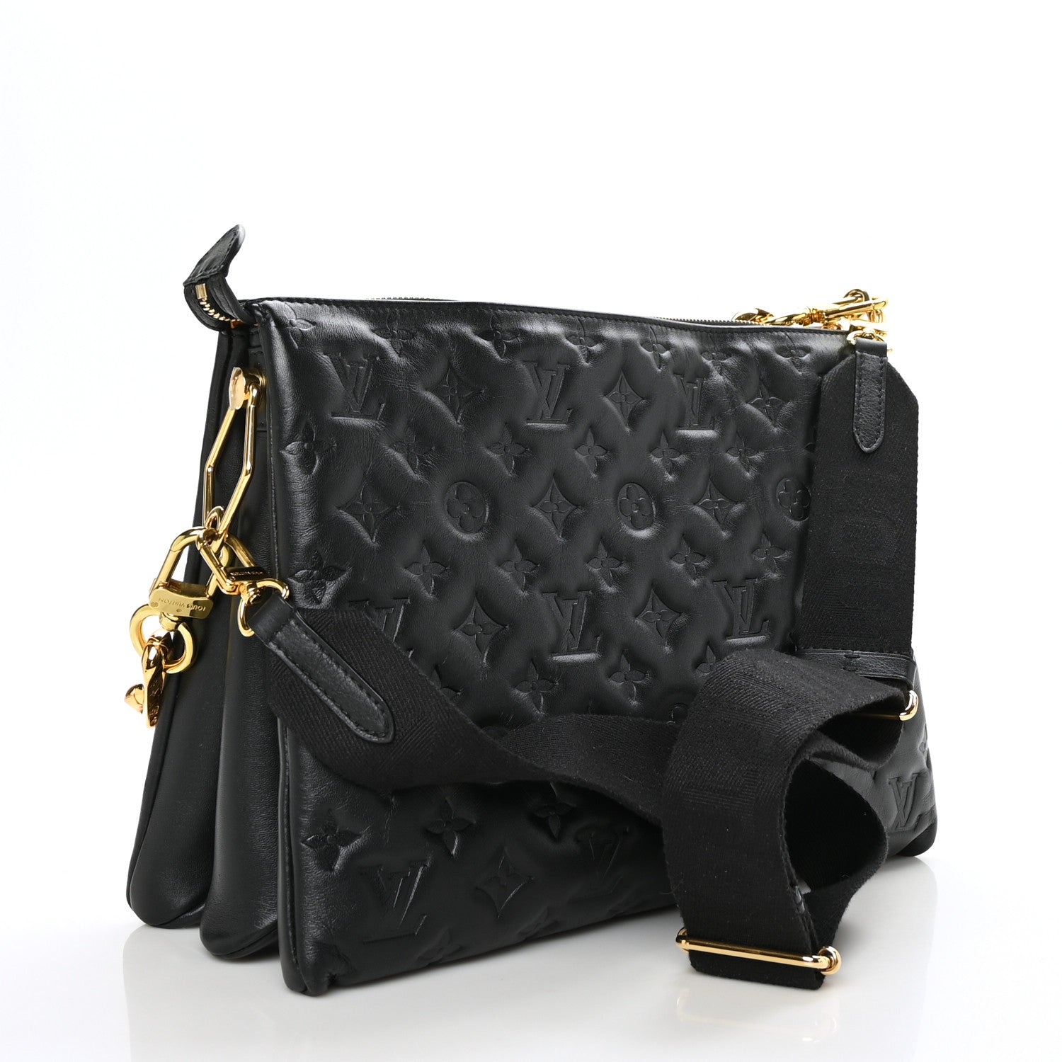 Louis Vuitton Lambskin Embossed Monogram Coussin MM Black 3 of 10