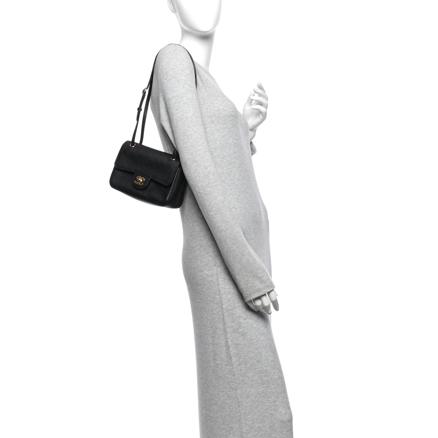 Grained Calfskin Mini Souplissimo Maxi Flap Black