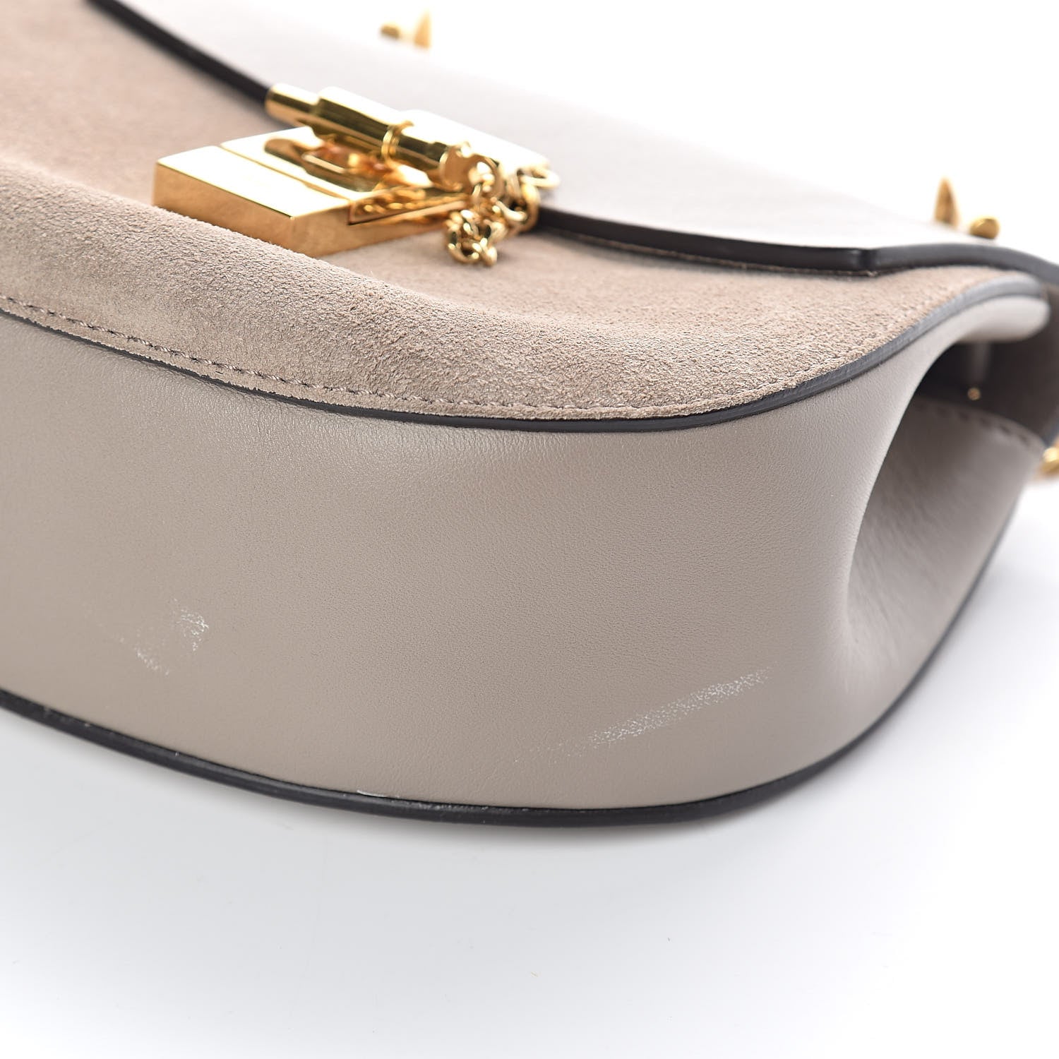 Chloe Suede Smooth Calfskin Mini Drew Shoulder Bag Motty Grey 8 of 8