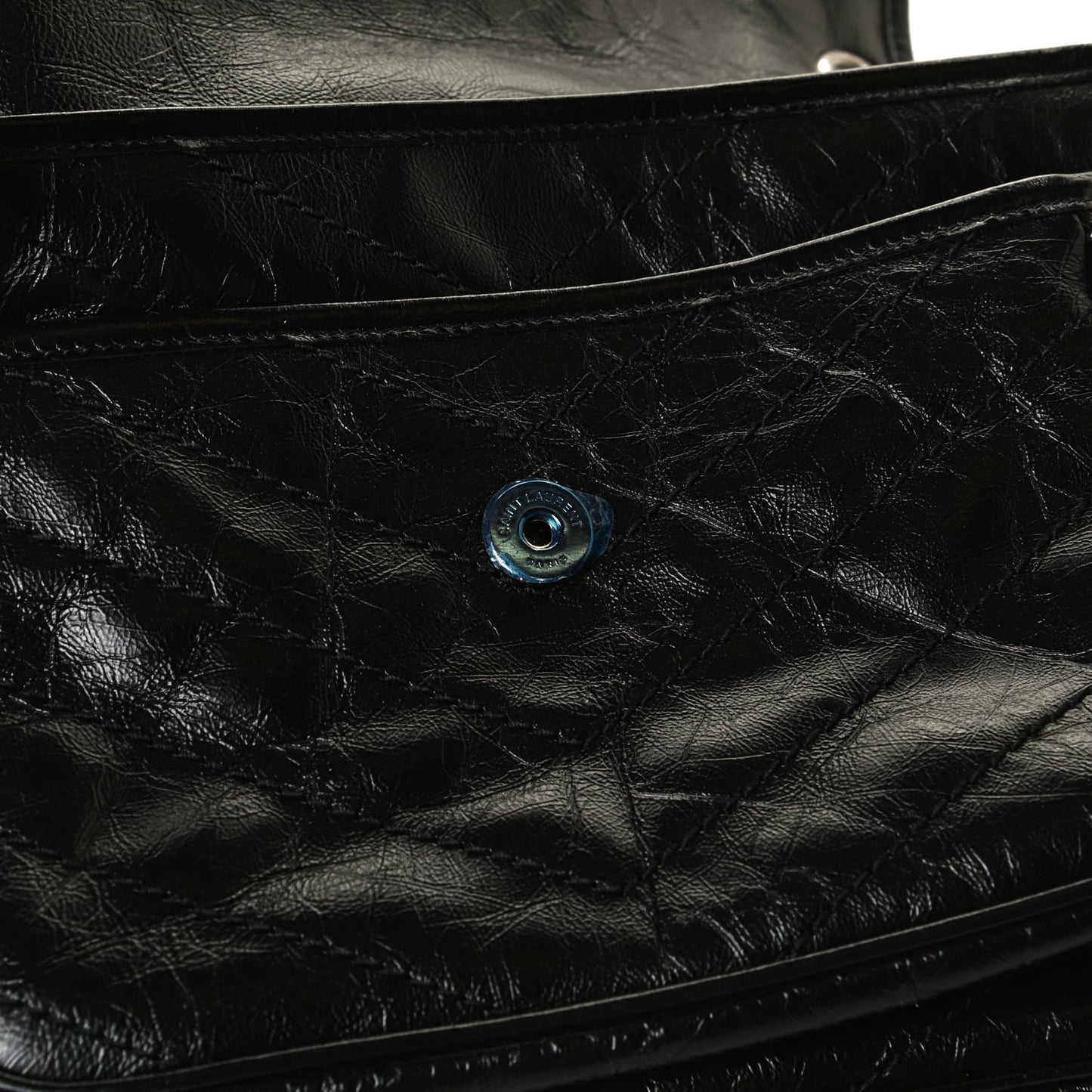 Crinkled Calfskin Matelasse Monogram Medium Niki Chain Satchel Black
