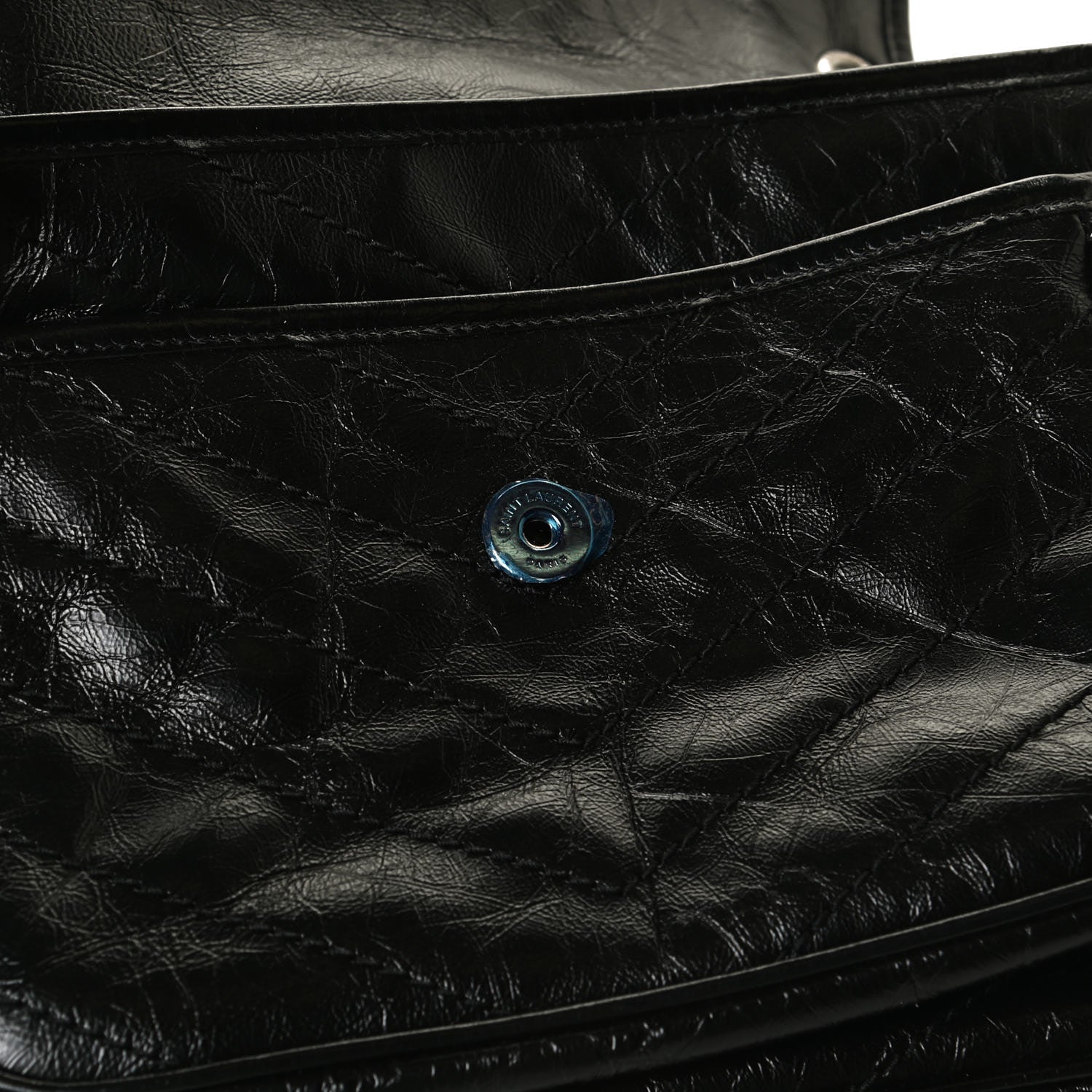 Saint Laurent Crinkled Calfskin Matelasse Monogram Medium Niki Chain Satchel Black 13 of 13