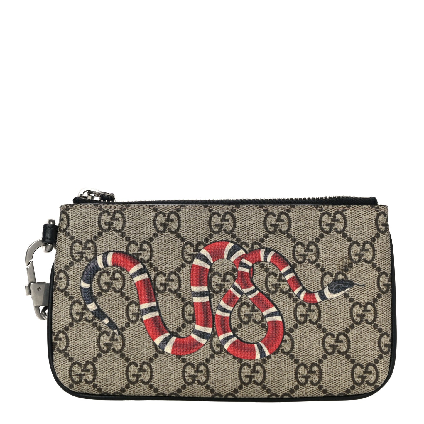 GG Supreme Monogram Kingsnake Zip Pouch Black