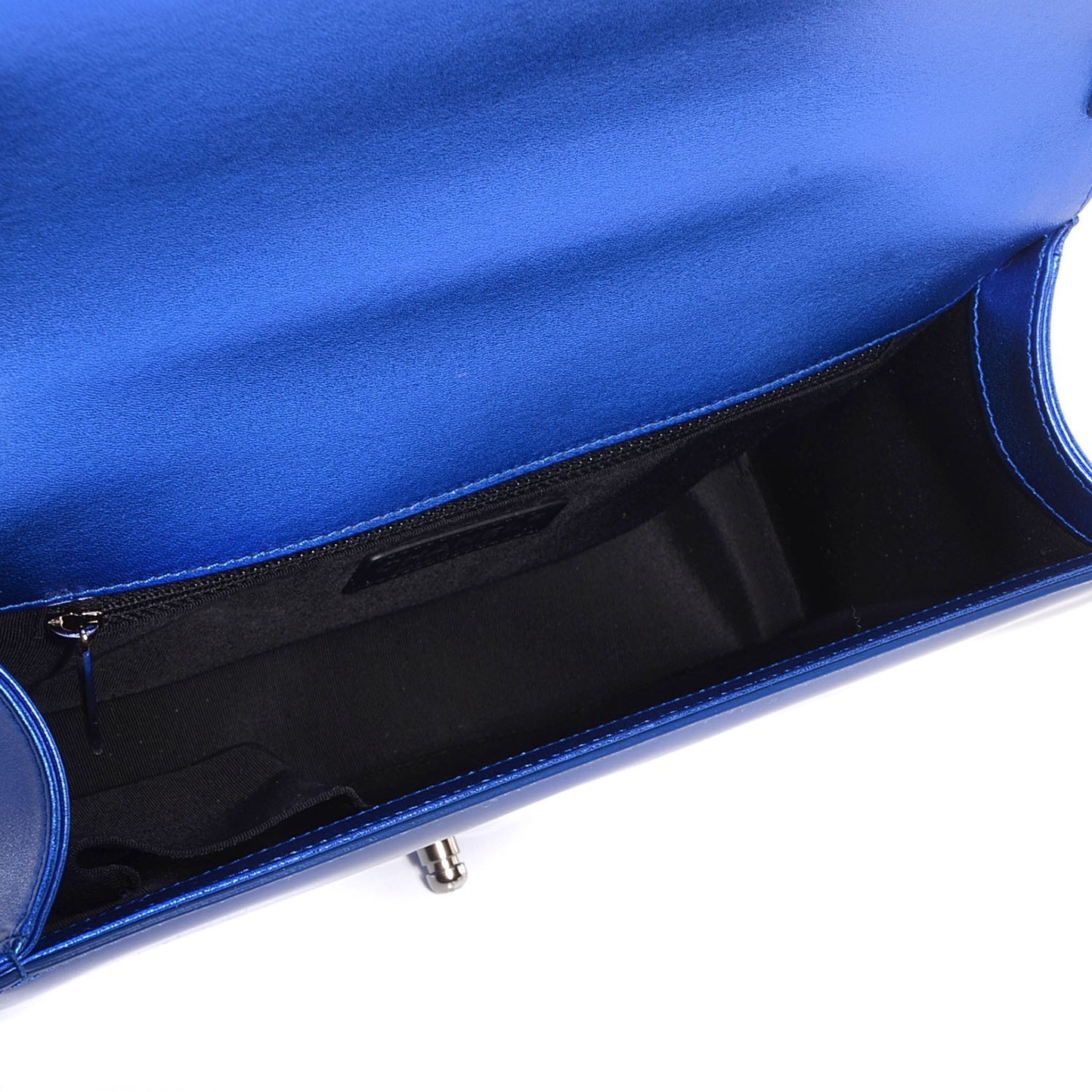Metallic Patent Quilted New Medium Boy Flap Blue