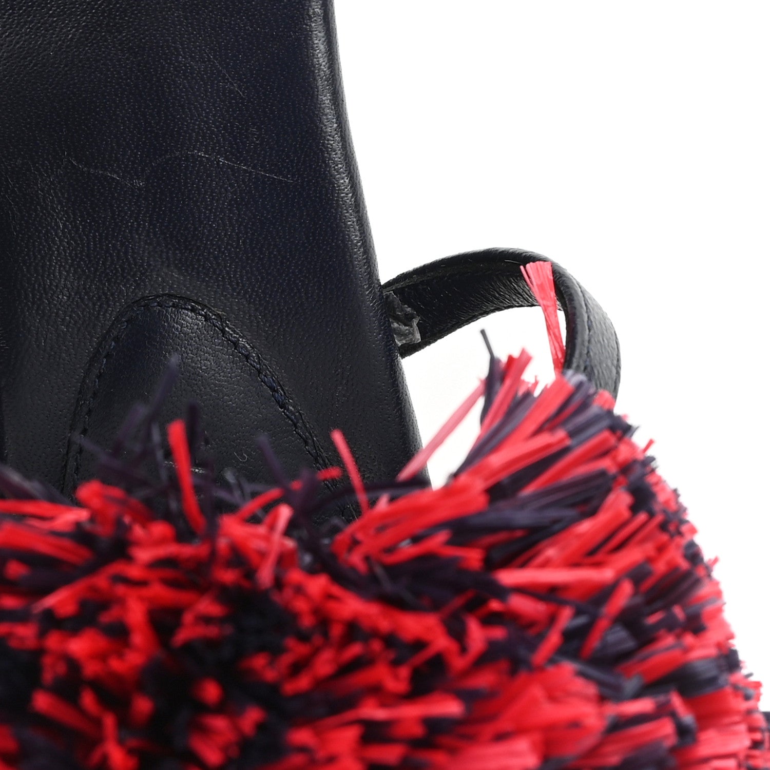 Bottega Veneta Calfskin Pom Slide Sandals 36 Navy Red 9 of 9