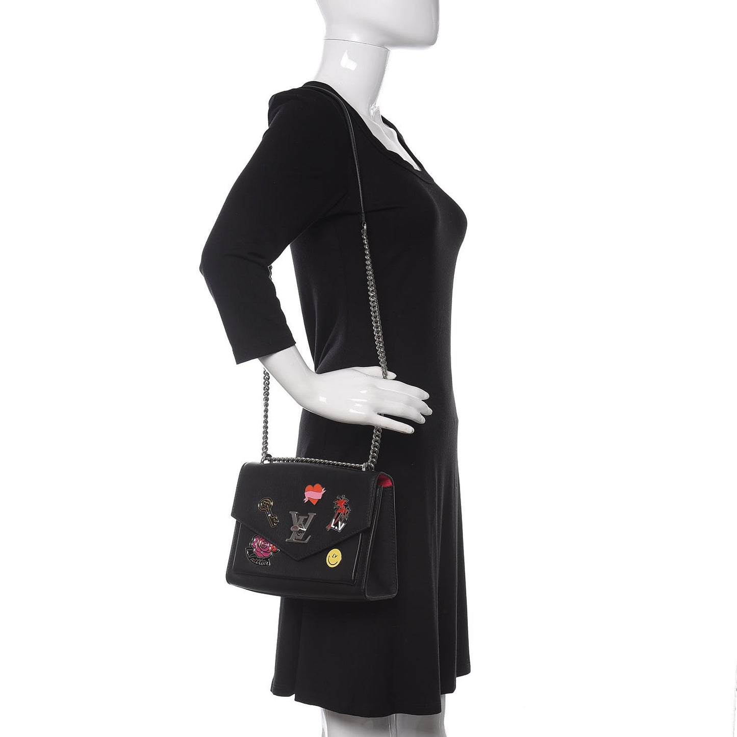 Soft Calfskin Pins My Lockme Chain Bag BB Black