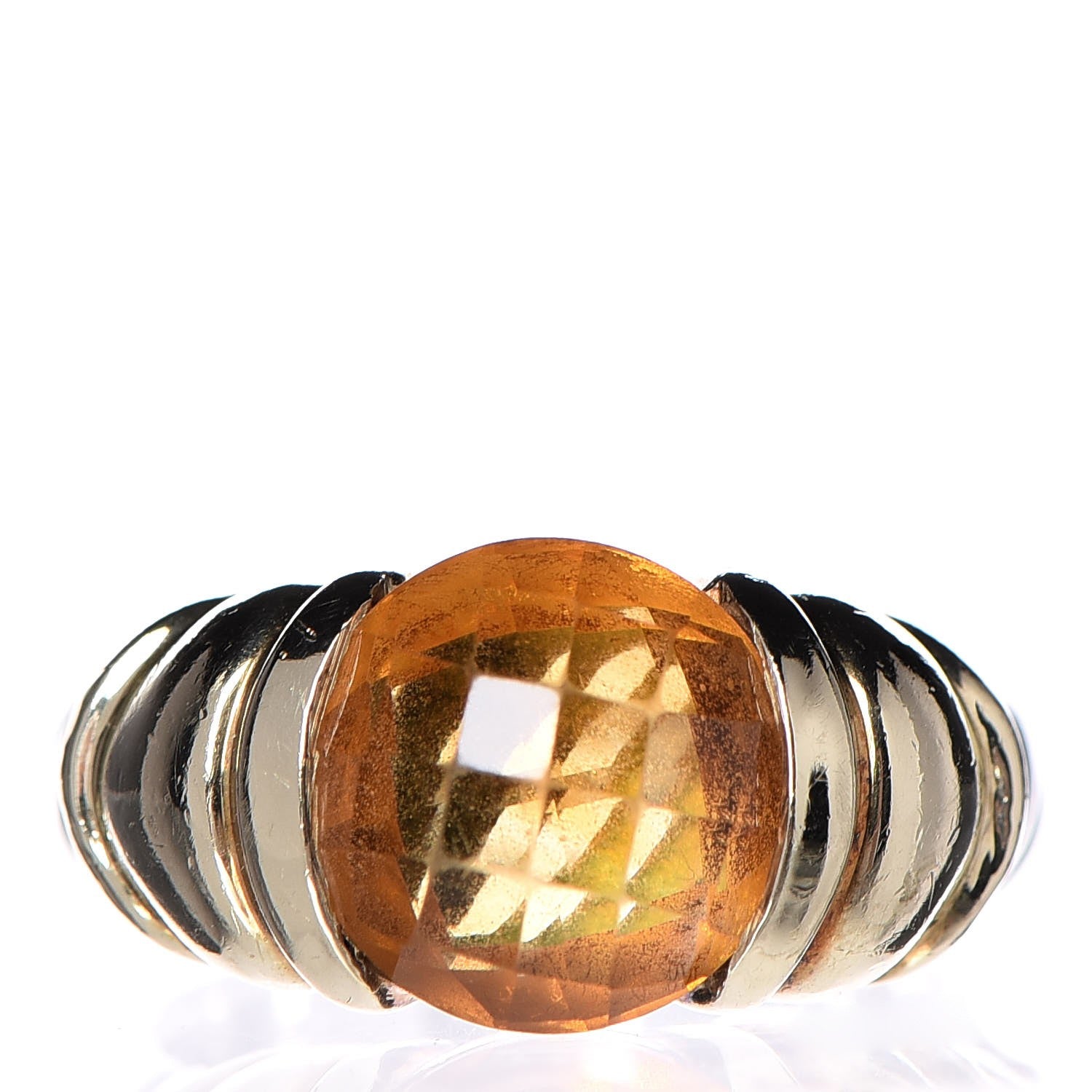 David Yurman Sterling Silver 14K Yellow Gold Citrine 10mm Cable Capri Ring 52 6 1 of 6