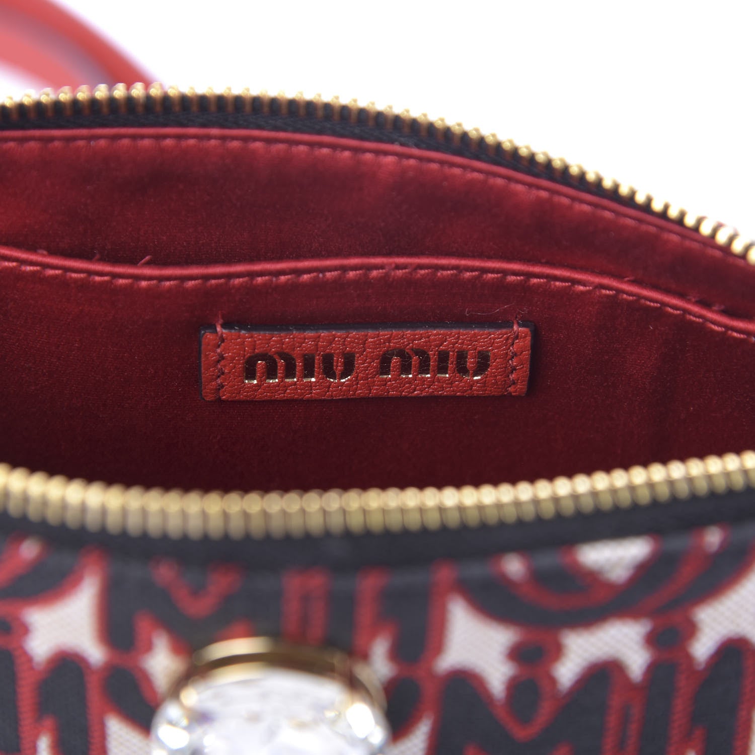 Miu Miu Jacquard Madras Logo Crossbody Red 8 of 11