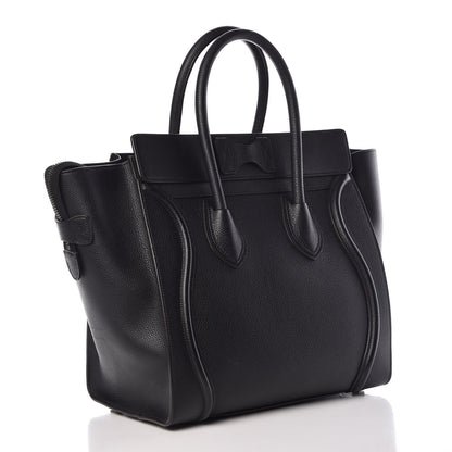 Celine Drummed Calfskin Mini Luggage Black 3 of 10