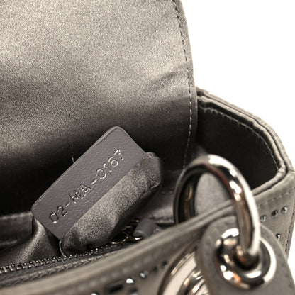 Christian Dior Satin Crystal Cannage Mini Lady Dior Gray 7 of 10