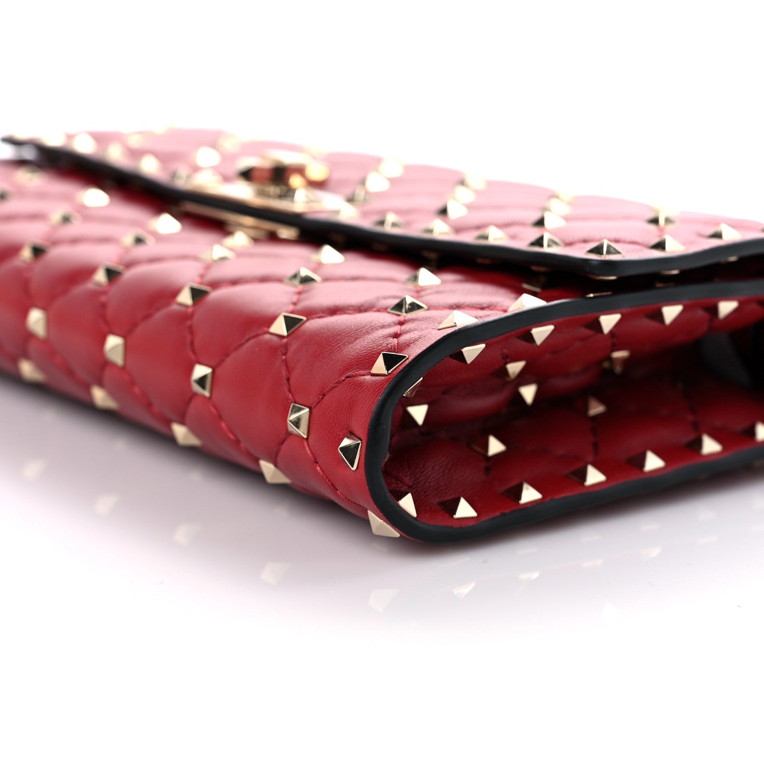 Valentino Garavani Nappa Rockstud Spike Wallet on Chain Rubino 8 of 8
