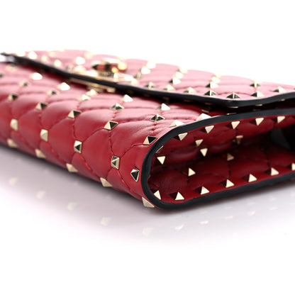 Valentino Garavani Nappa Rockstud Spike Wallet on Chain Rubino 8 of 8