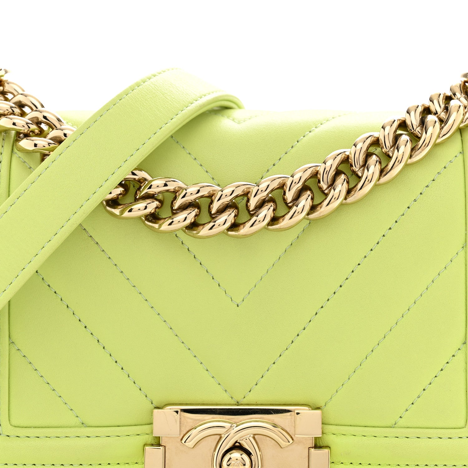 Chanel Calfskin Chevron Quilted Small Boy Flap Light Green 8 of 11
