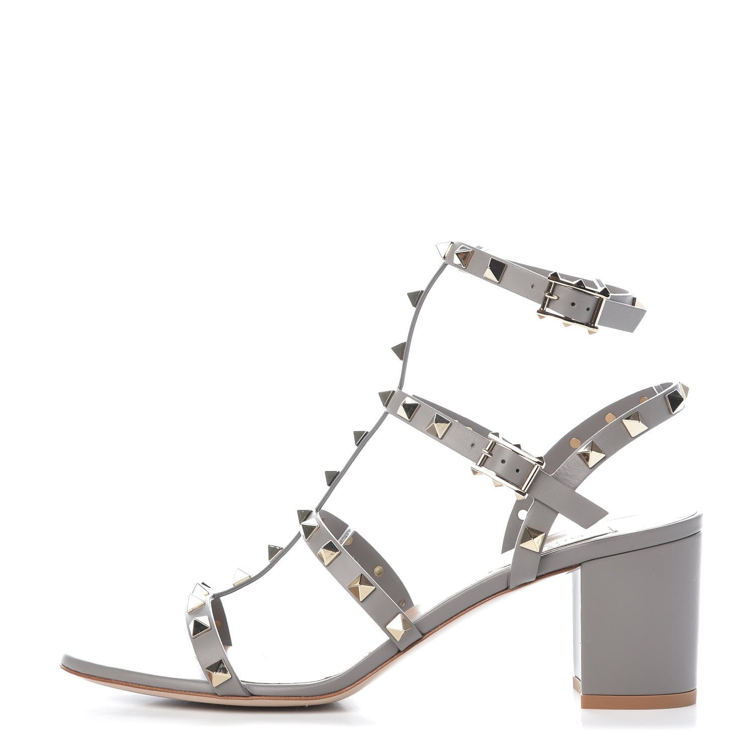 Valentino Garavani Calfskin Rockstud 60mm City Sandals 41 Grey 1 of 7