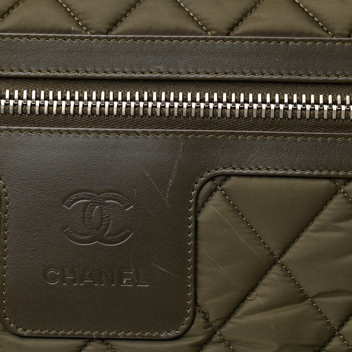 Chanel Nylon Quilted Large Coco Cocoon Tote Khaki 14 of 14