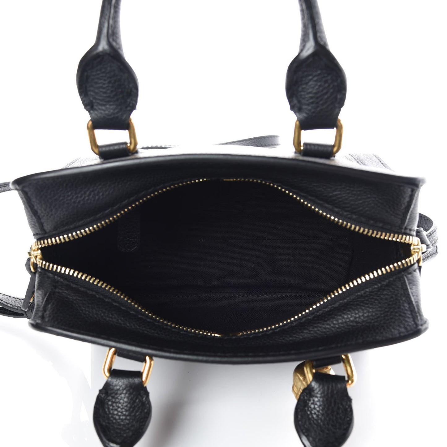 Pebbled Calfskin Mini Padlock Tote Black