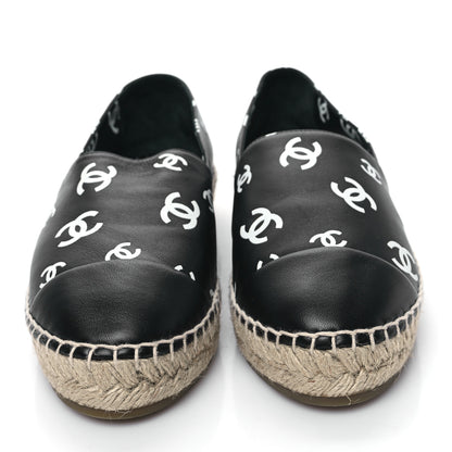 Chanel Lambskin Printed CC Espadrilles 39 Black White 2 of 9