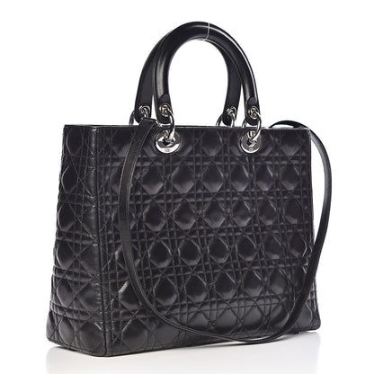 Christian Dior Lambskin Cannage Large Lady Dior Black 3 of 15
