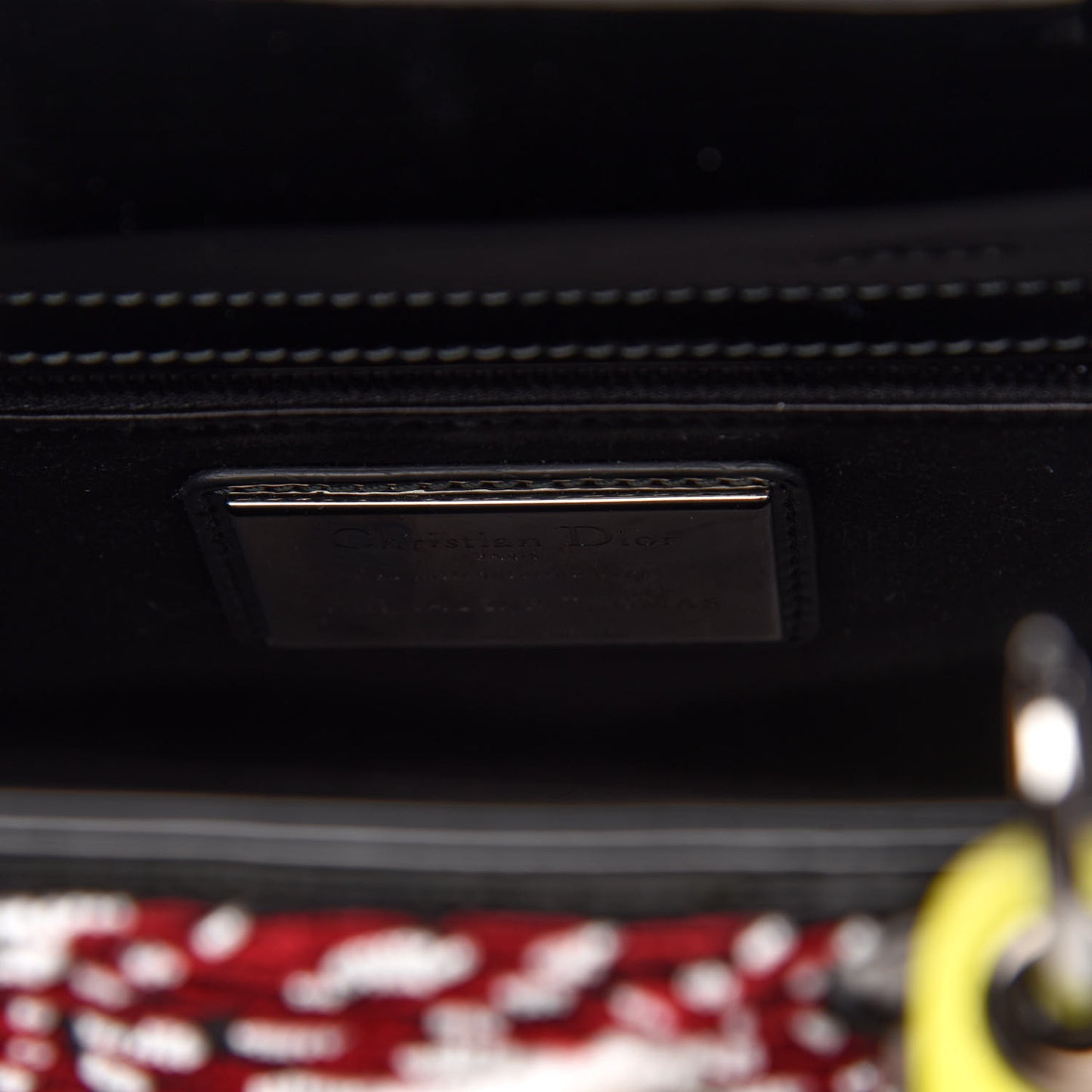 Patent Beaded Medium Lady Dior Black Multicolor