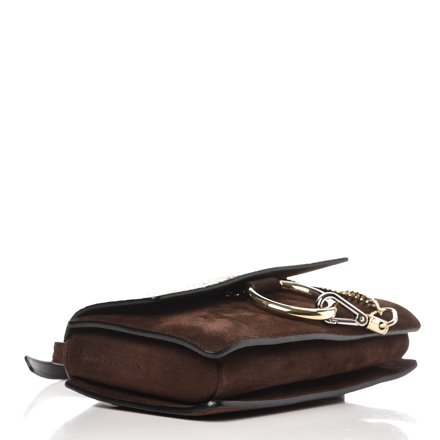 Suede Python Calfskin Small Faye Shoulder Bag Moka