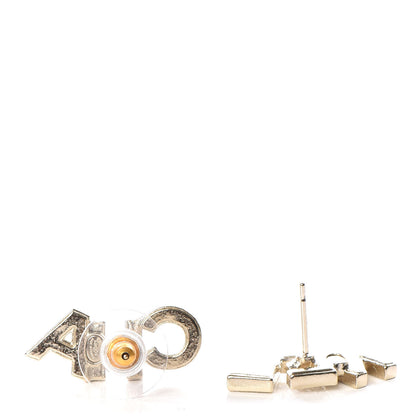 Chanel Crystal Pearl Signature Stud Earrings Gold 3 of 5