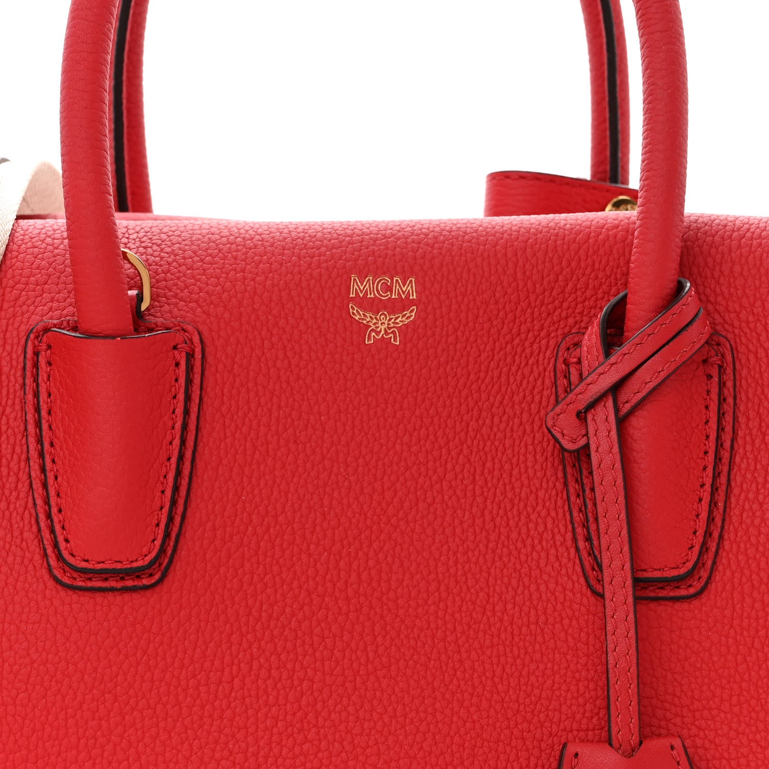 MCM Grained Calfskin Medium Milla Tote Ruby Red 9 of 13