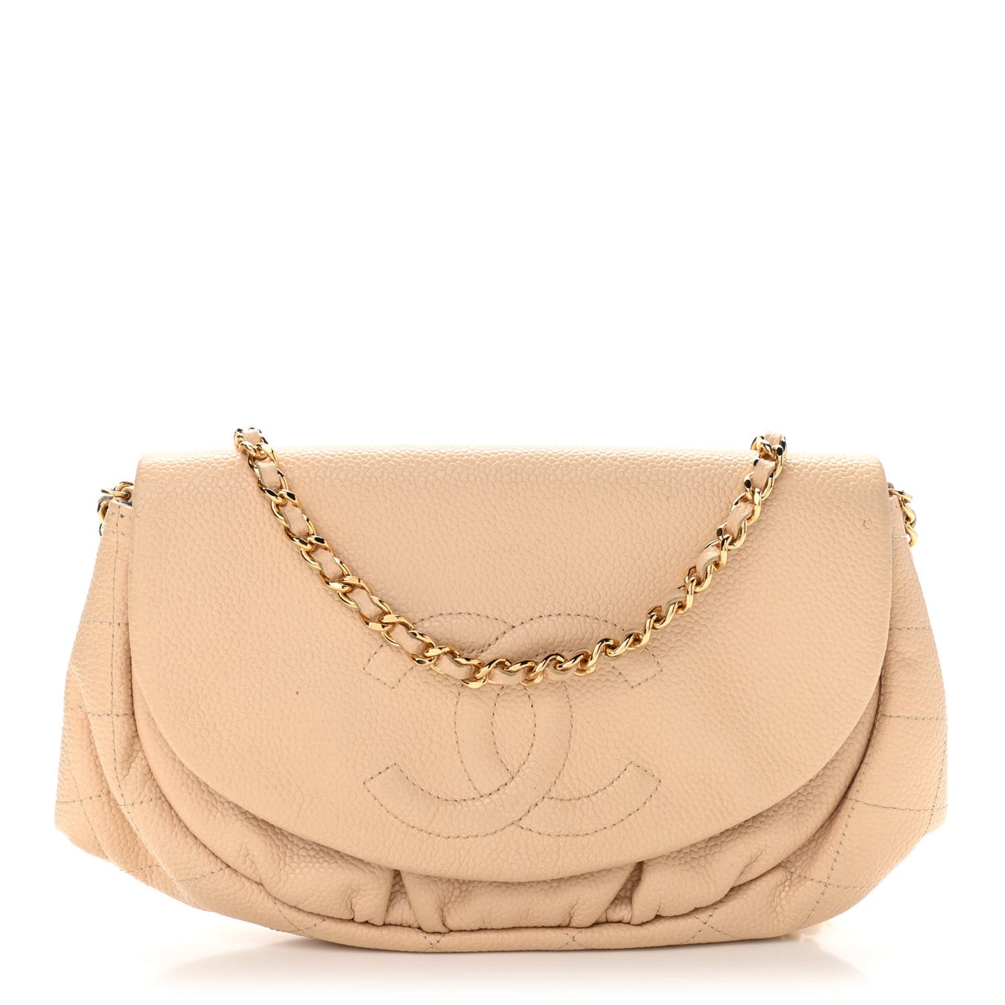 Caviar Half Moon Wallet On Chain WOC Beige