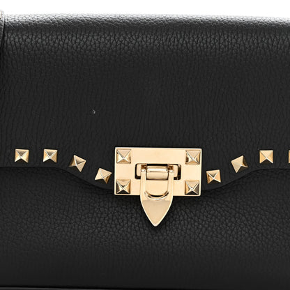 Valentino Garavani Pebbled Calfskin Medium Rockstud Flip Lock Crossbody Bag Black 7 of 9