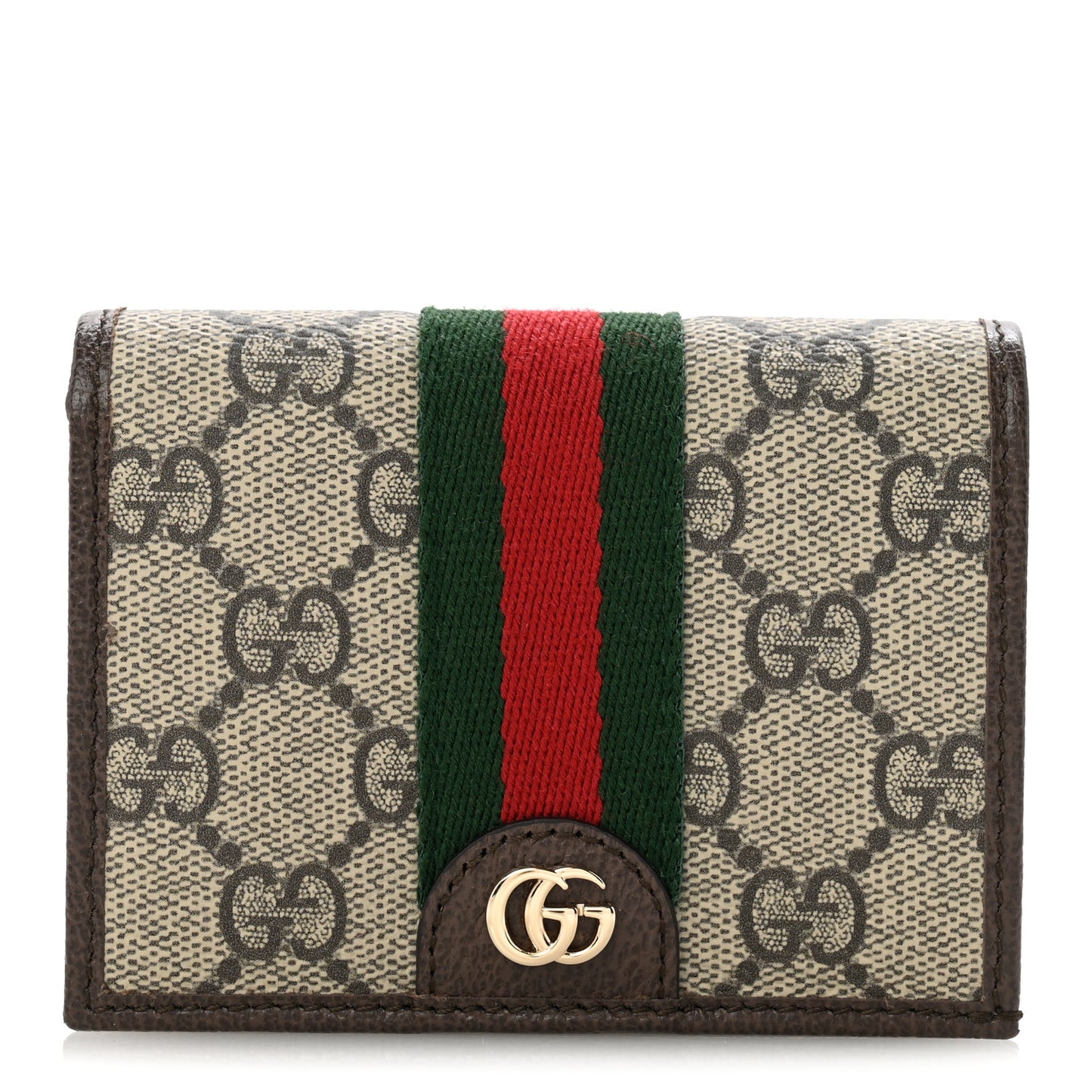 GG Supreme Monogram Web Ophidia Small Wallet Beige Dark Brown