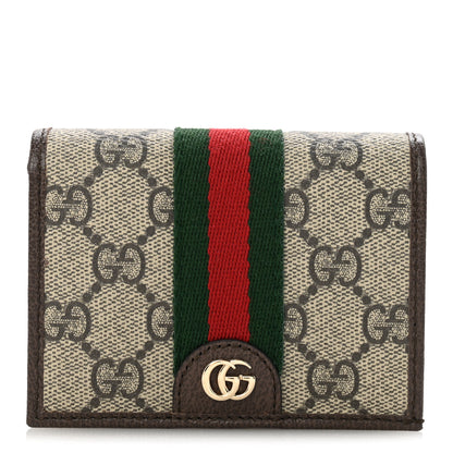Gucci GG Supreme Monogram Web Ophidia Small Wallet Beige Dark Brown 1 of 8