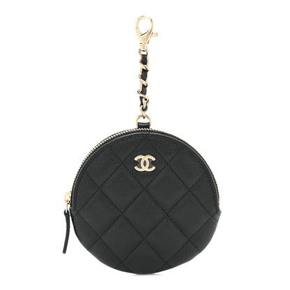 Chanel Caviar Quilted Round Clip On Coin Purse Black 1 of 10