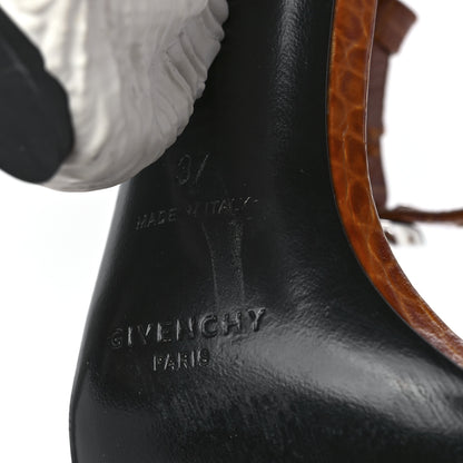 Givenchy Calfskin Crocodile Embossed Horn Sandals 37 Tan 6 of 8