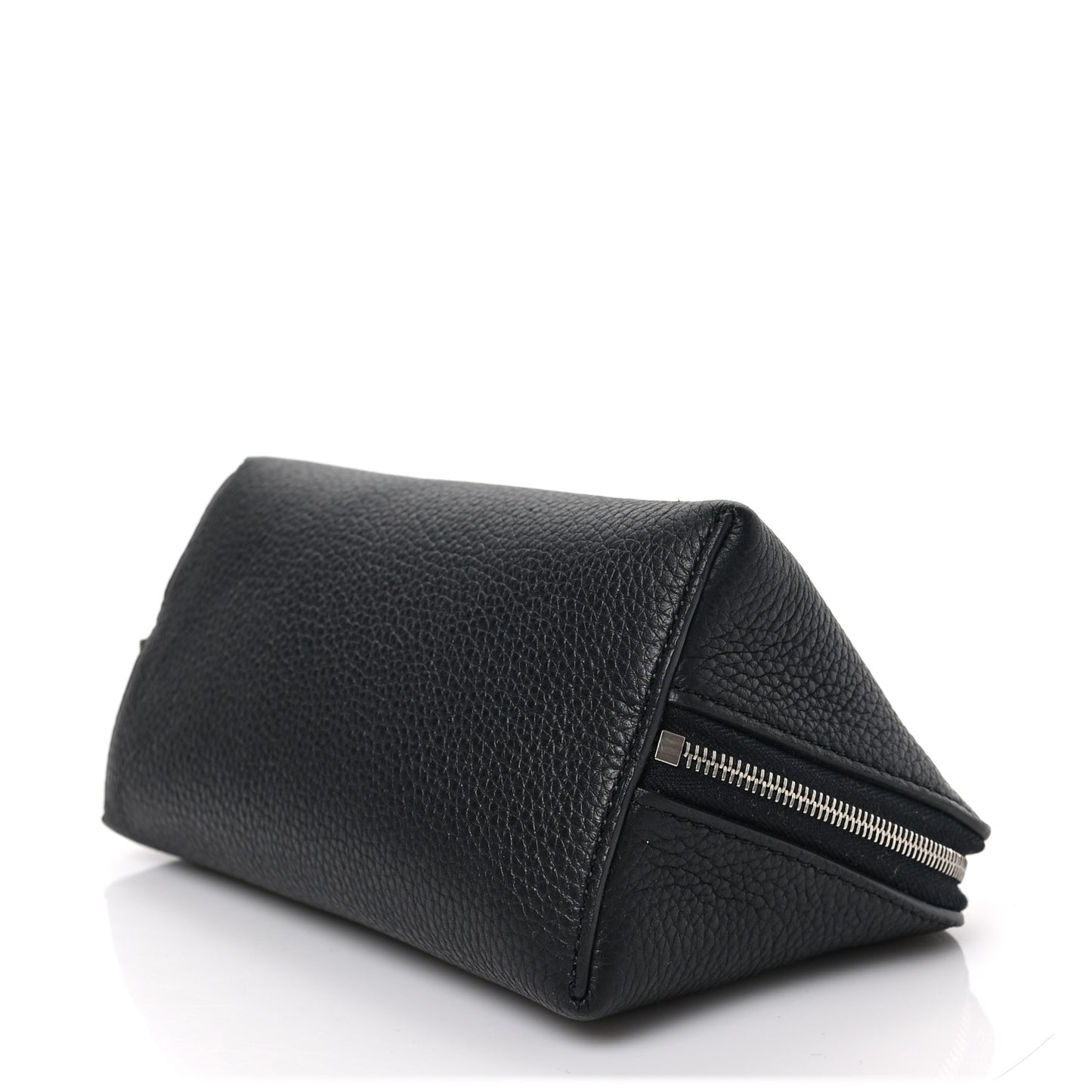Textured Calfskin Cosmetic Pouch Bag Black