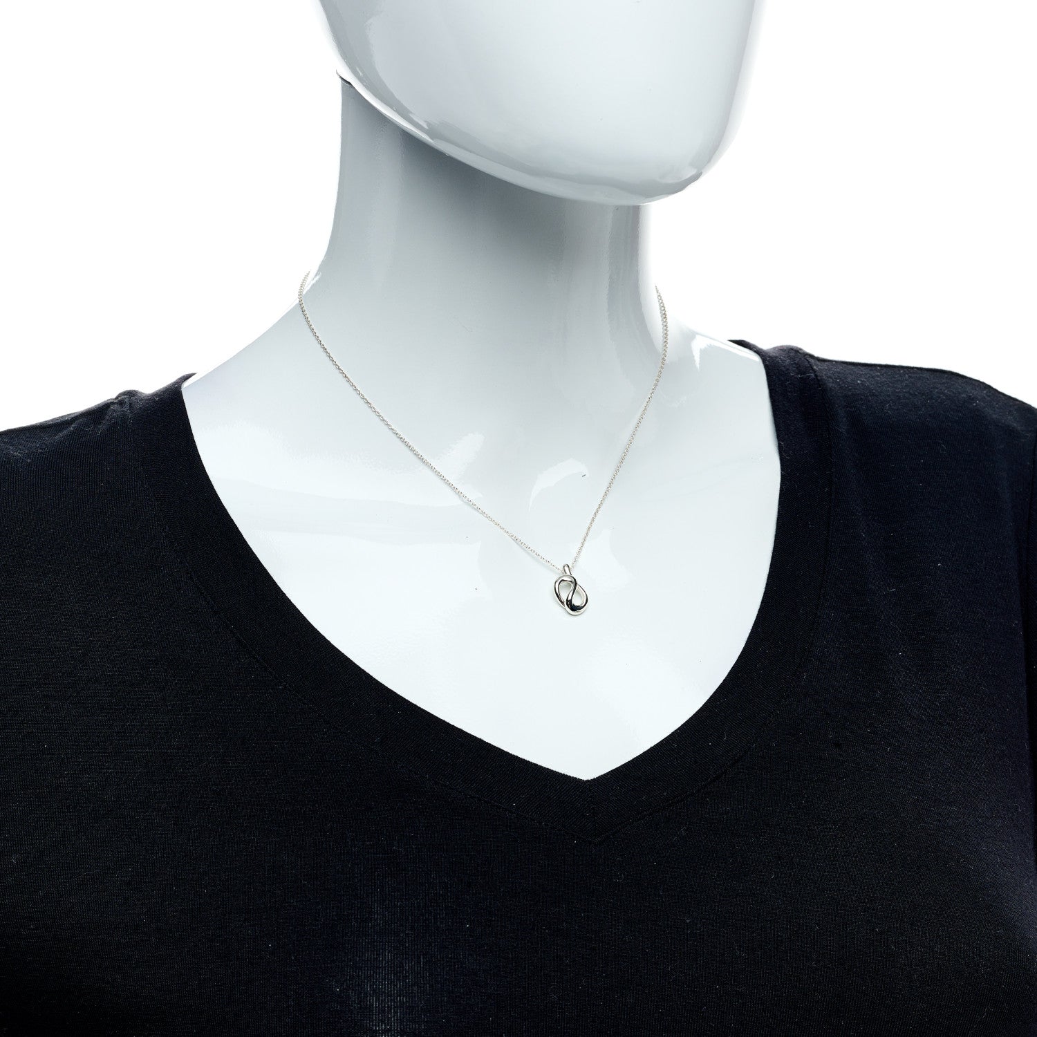 Tiffany Sterling Silver Elsa Peretti Open Wave Pendant Necklace 2 of 7