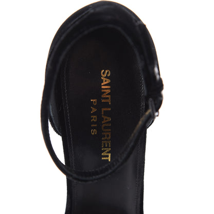 Saint Laurent Velvet Amber 105 Ankle Strap Sandals 40 Black 6 of 12