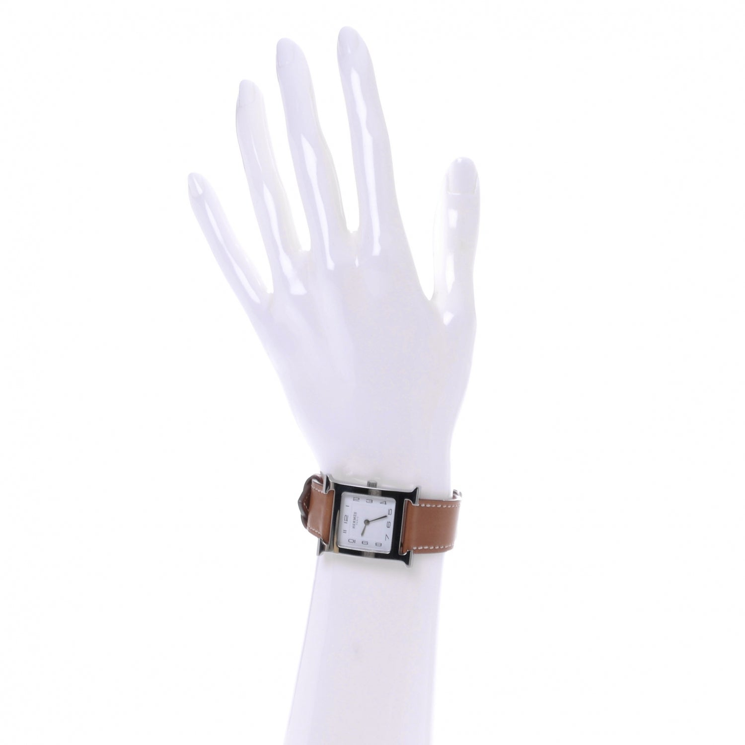 Hermes Stainless Steel Barenia 26mm Heure H Hour Quartz Watch Fauve 2 of 5