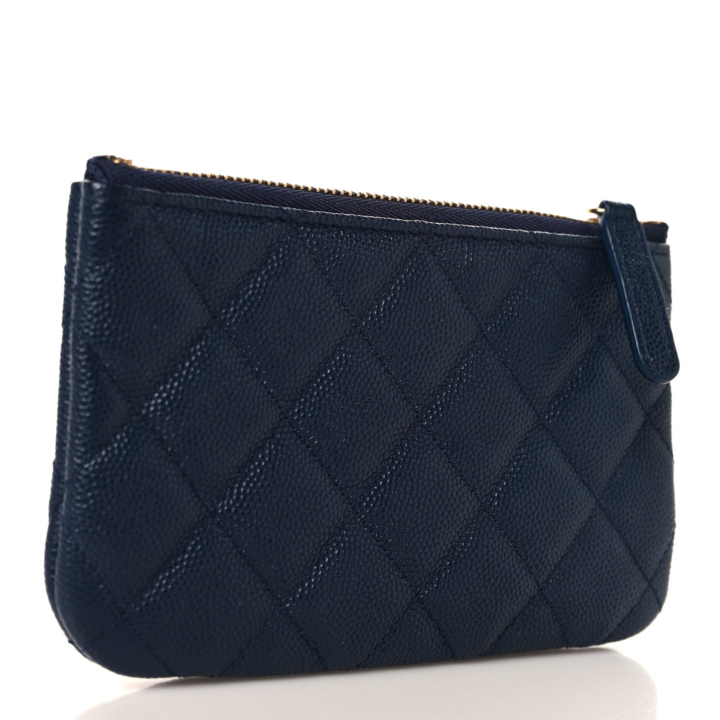 Caviar Quilted Small Cosmetic Case Navy Blue
