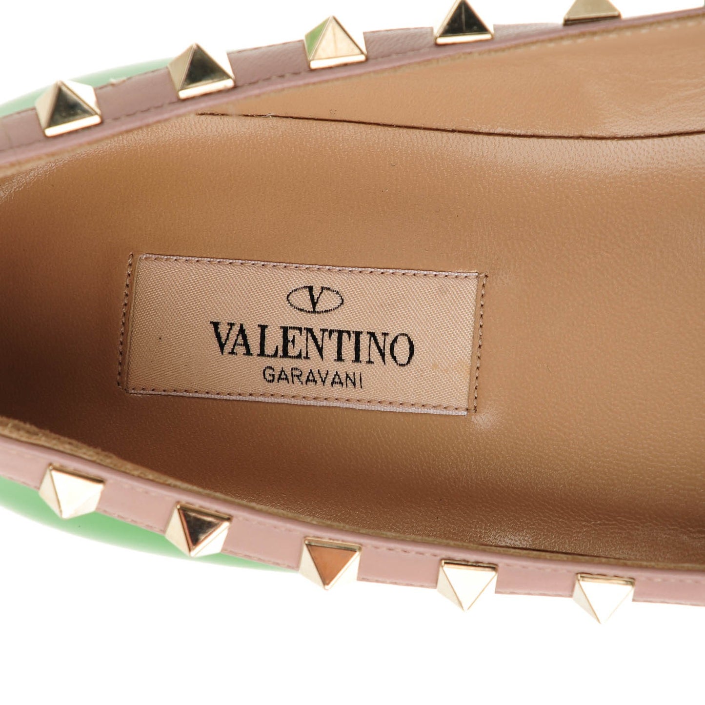 Patent Rockstud Ballerina Flats 37.5 Green Poudre