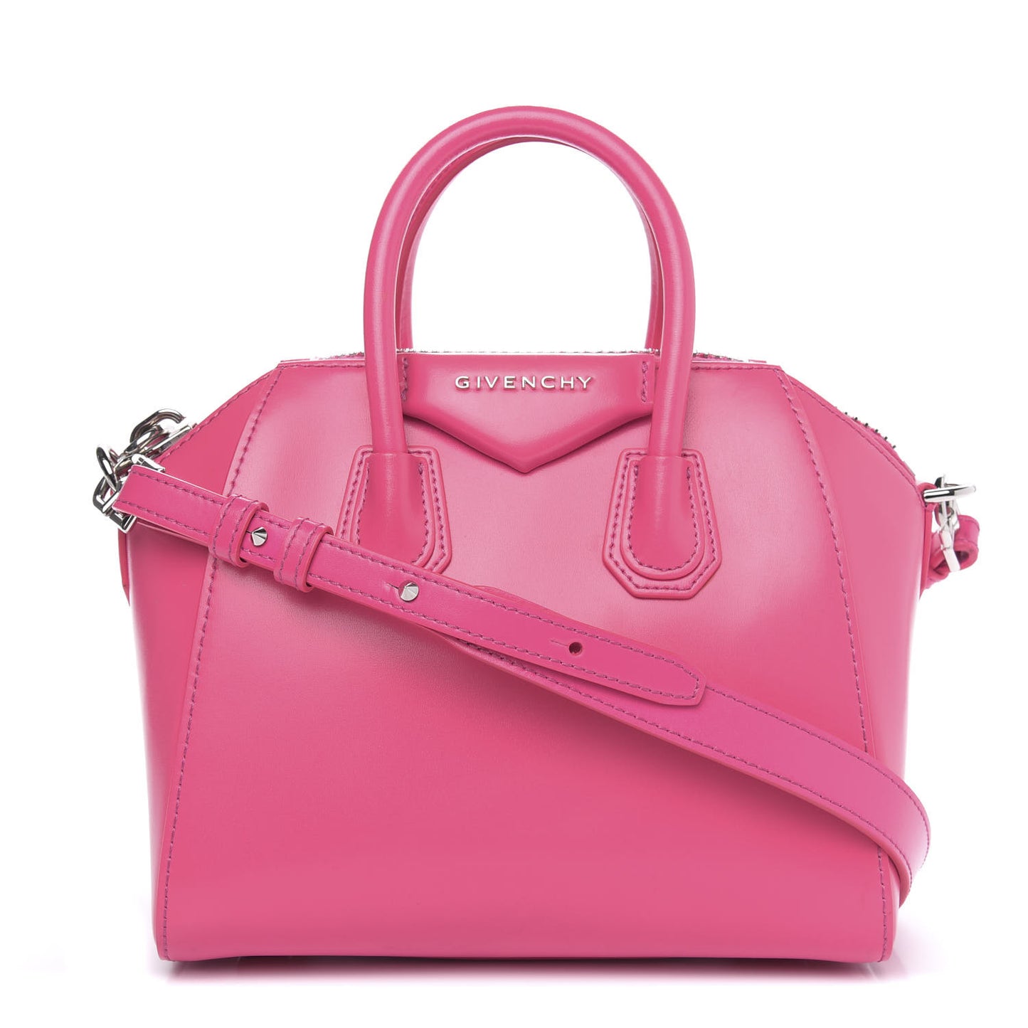 Shiny Lord Calfskin Mini Antigona Shocking Pink