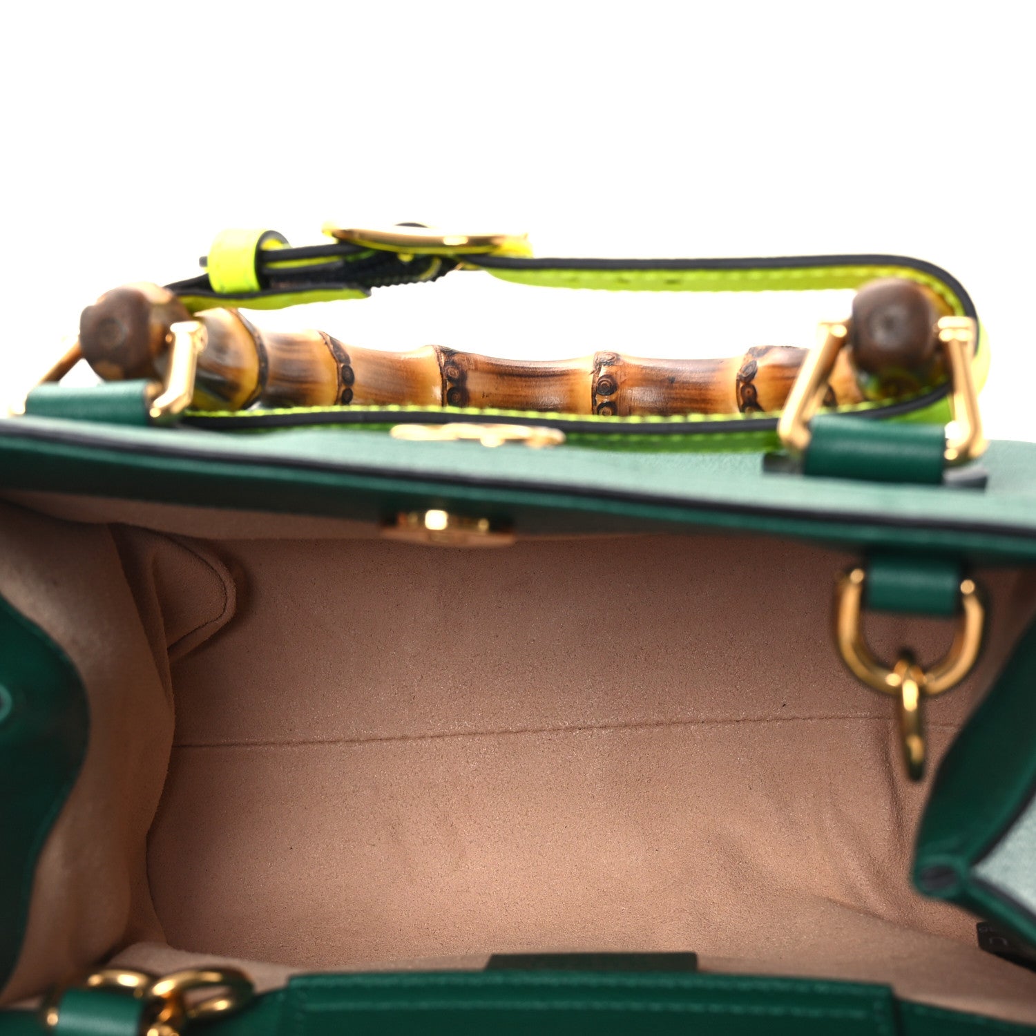 Gucci Wonka Grain Calfskin Mini Diana Tote Bag Green Yellow Fluo 5 of 11
