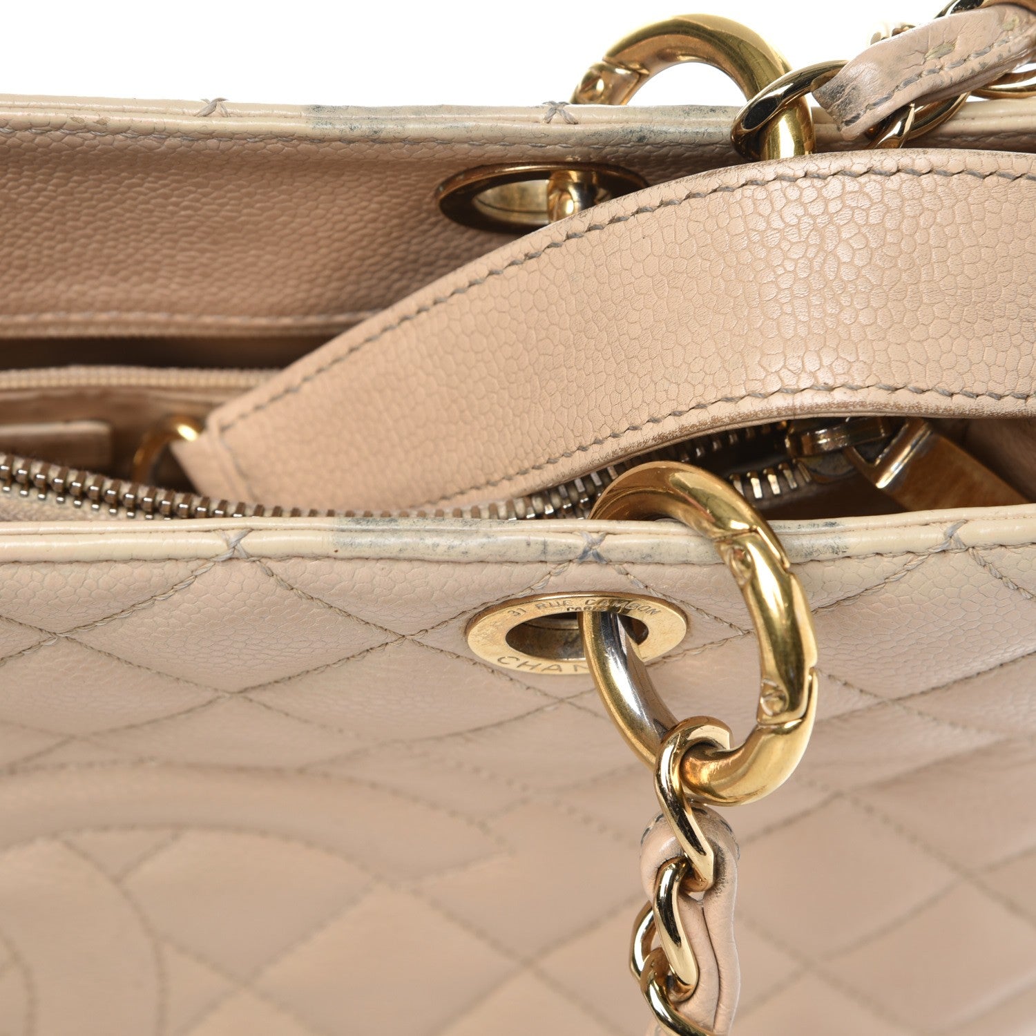 Chanel Caviar Quilted Grand Shopping Tote GST Beige 8 of 19