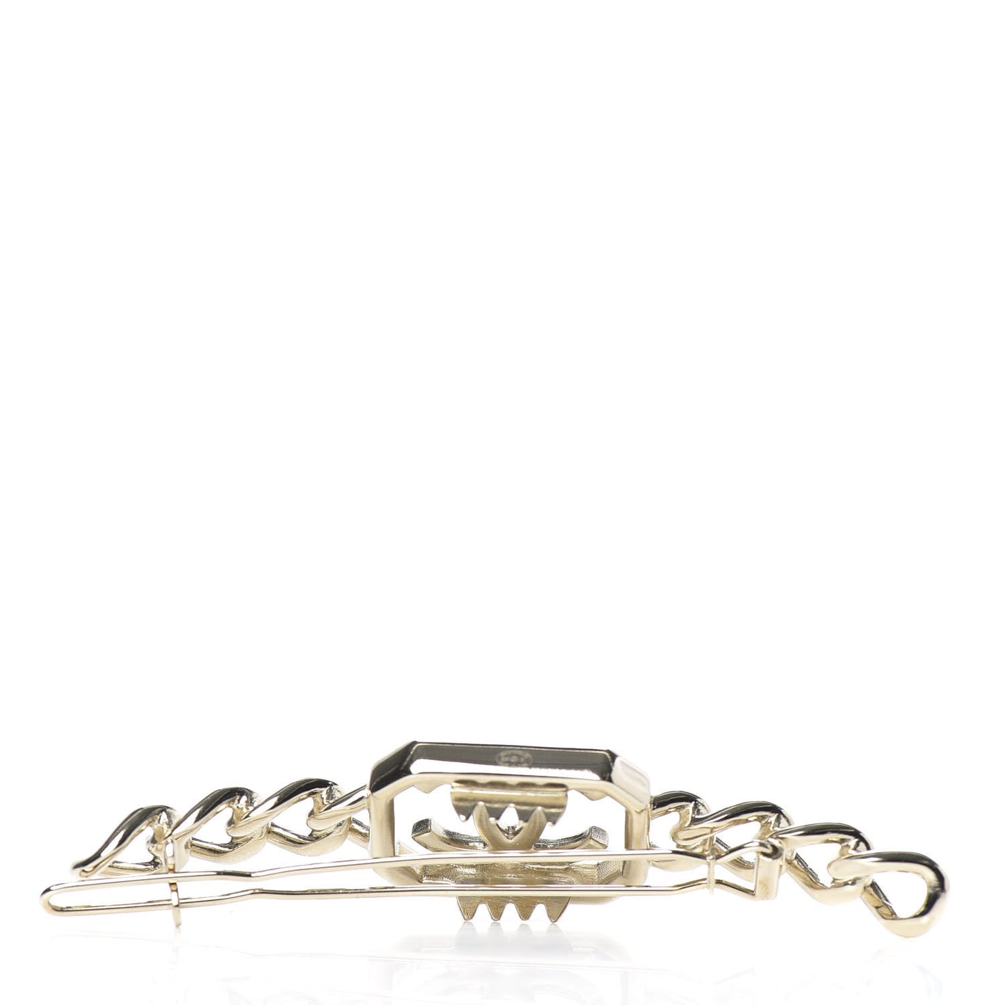 Crystal Chain CC Vendome Hair Clip Barrette Gold