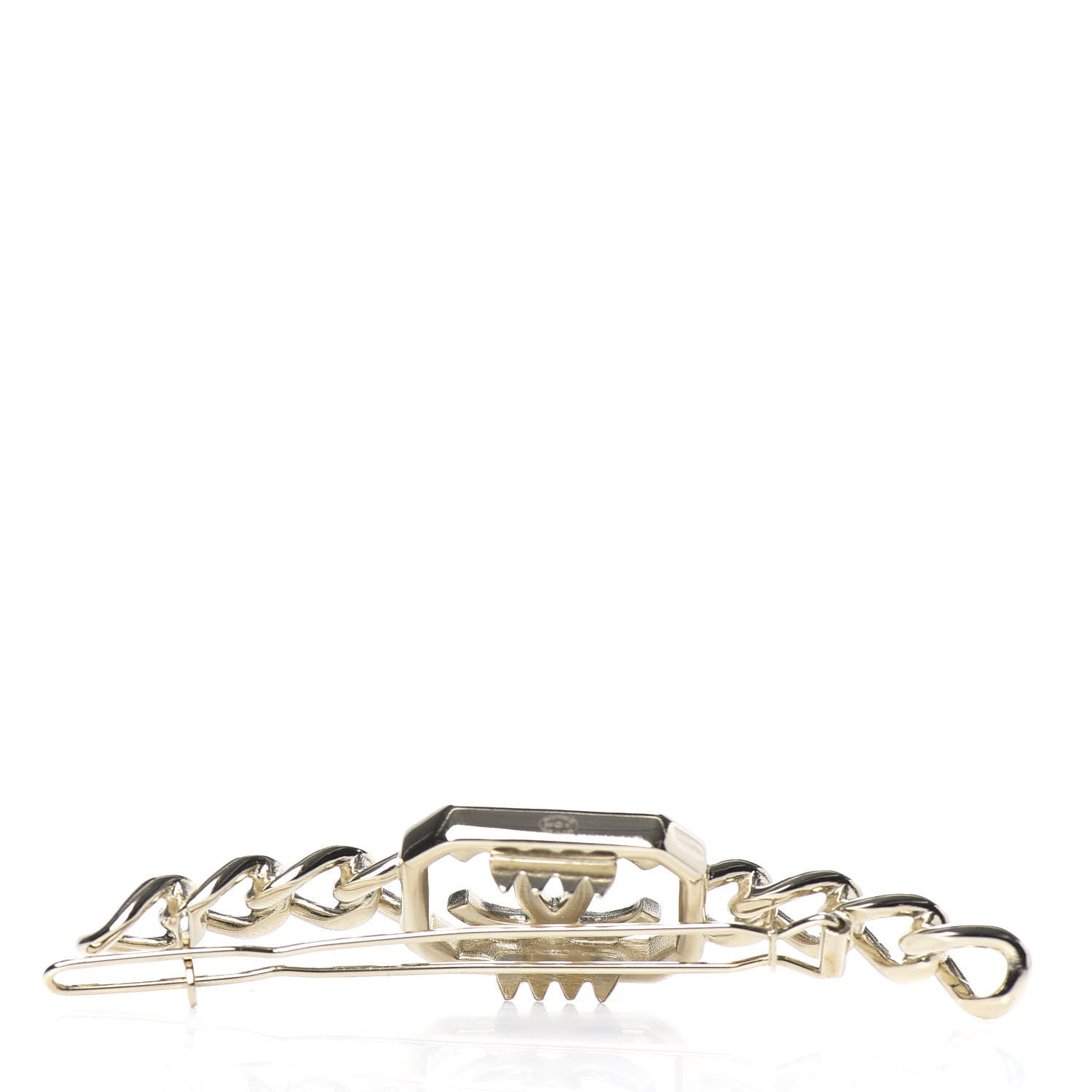 Chanel Crystal Chain CC Vendome Hair Clip Barrette Gold 3 of 5