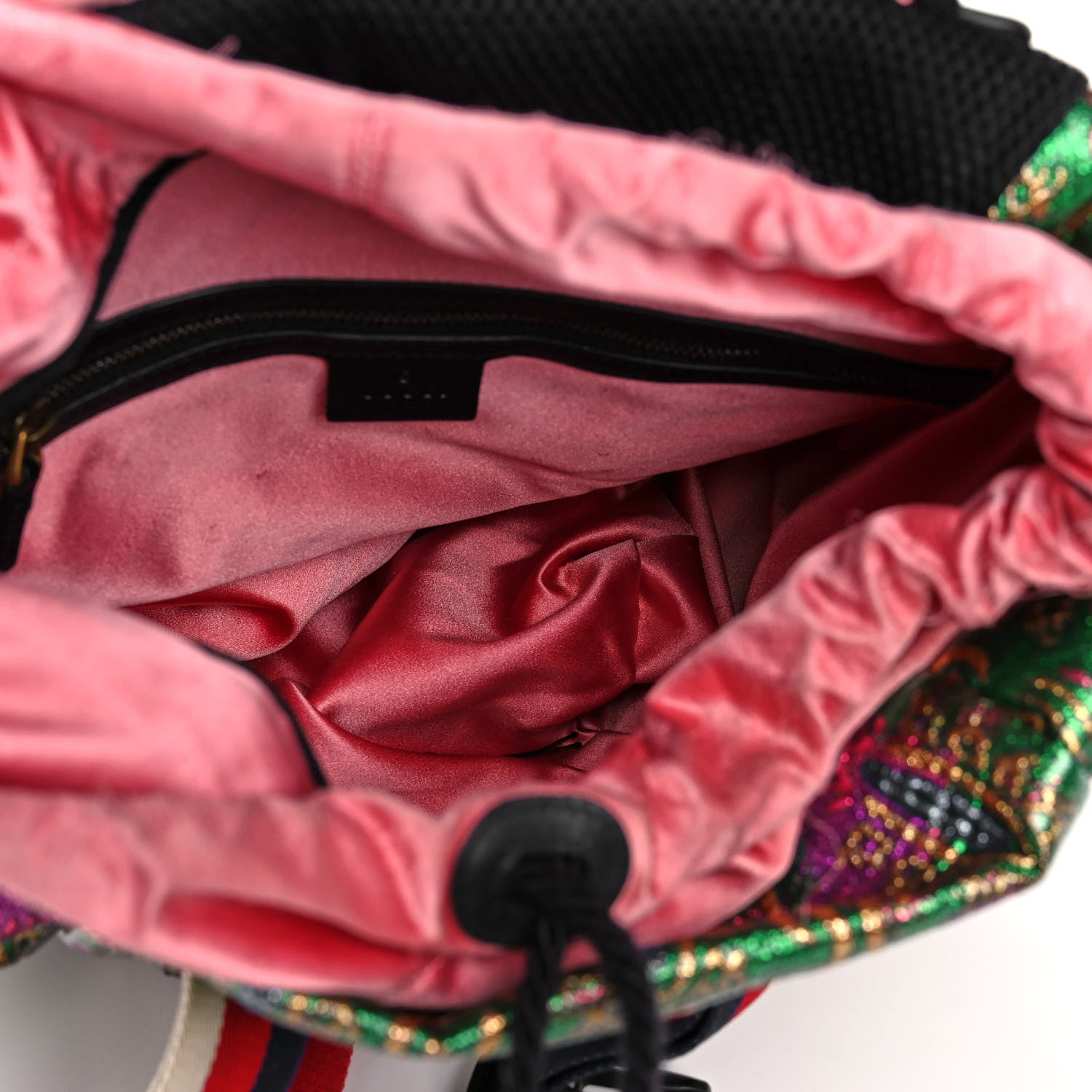 Gucci Brocade Web Small Double Buckle Backpack Green Multicolor 5 of 14