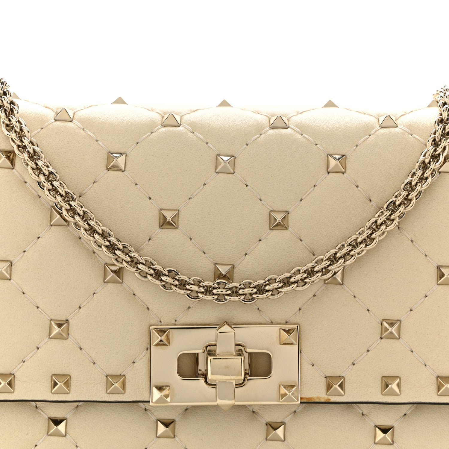 Valentino Garavani Nappa Rockstud Spike Wallet on Chain Light Ivory 7 of 10